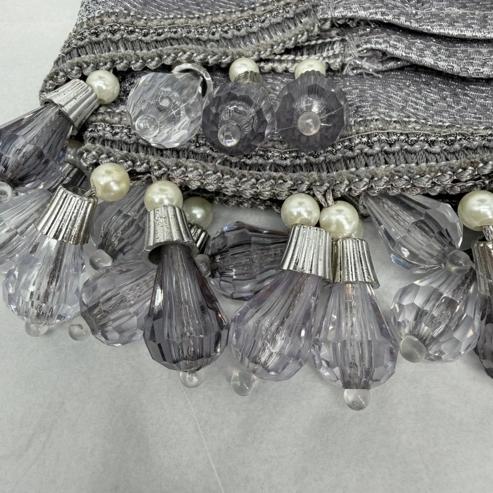 One Rod Pocket Valance Beaded Trim Jacquard Window Treatment 48x37 Dawson